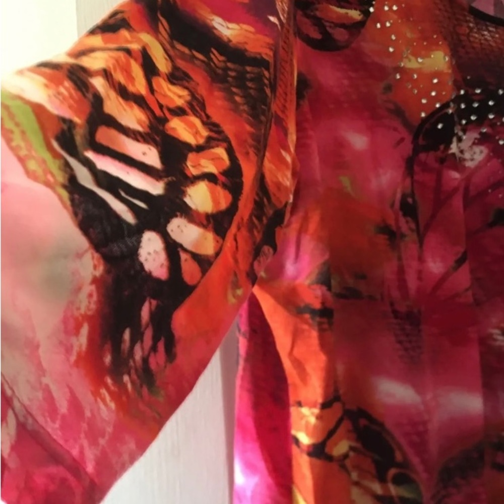 Butterfly 3X Shirt Thomas & Olivia Plus Blouse Colorful Rhinestone Gorgeous Top!
